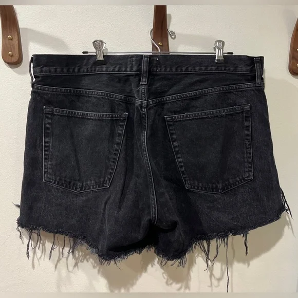 Agolde Parker Black Denim Button Fly Cutoff Shorts Size 32